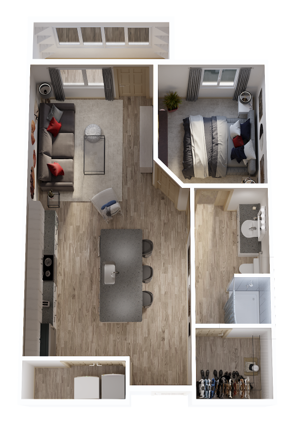 Floor plan layout diagram for 1B
